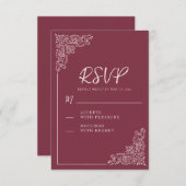 Elegante  Bourgogne Berry bruiloft RSVP Kaartje (Voorkant / Achterkant)
