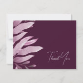 Elegante Bourgogne Big Leaves Bruiloft Dank u Kaar Bedankkaart (Voorkant)