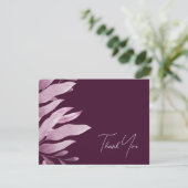 Elegante Bourgogne Big Leaves Bruiloft Dank u Kaar Bedankkaart (Staand voorkant)