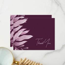 Elegante Bourgogne Big Leaves Bruiloft Dank u Kaar Bedankkaart