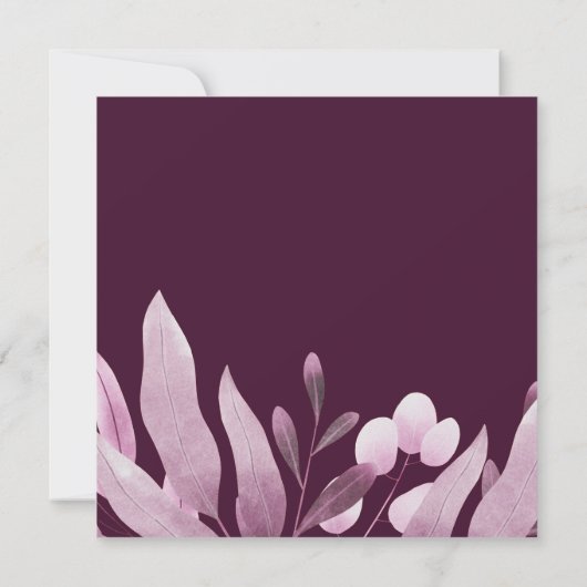 Elegante Bourgogne Big Leaves Monogram Save the Da Kaart (Achterkant)