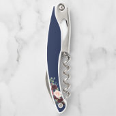 Elegante Bourgogne Blauwe Bloemen bruiloft Kurkentrekker (Achterkant)