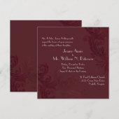 Elegante Bourgogne bloeien bruiloft uitnodiging (Voorkant / Achterkant)