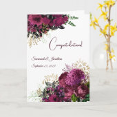 Elegante Bourgogne Bloemen gepersonaliseerde bruil Kaart (Gele Bloem)