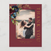 Elegante Bourgogne Bloemen & Groen bruiloft Briefkaart (Voorkant)