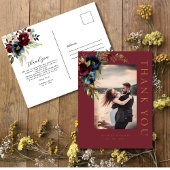 Elegante Bourgogne Bloemen & Groen bruiloft Briefkaart