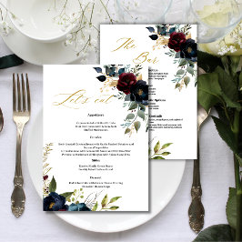 Elegante Bourgogne Bloemen & Groen Menu