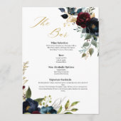 Elegante Bourgogne Bloemen & Groen Menu (Achterkant)