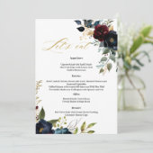 Elegante Bourgogne Bloemen & Groen Menu (Staand voorkant)