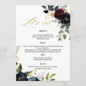 Elegante Bourgogne Bloemen & Groen Menu (Voorkant)
