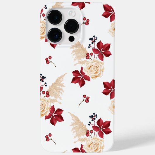 Elegante Bourgogne Bloemen Herfst iPhone Case (Achterkant)