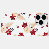 Elegante Bourgogne Bloemen Herfst iPhone Case (Achterkant (horizontaal))