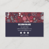 Elegante Bourgogne Bloemen | Modern en professione Visitekaartje (Achterkant)