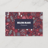 Elegante Bourgogne Bloemen | Modern en professione Visitekaartje (Voorkant)