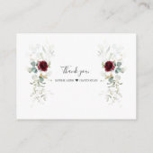 Elegante Bourgogne Bloemen QR Code Huwelijk Informatiekaartje (Achterkant)