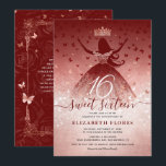 Elegante Bourgogne Bloemen Roos Gold Sweet 16 Kaart<br><div class="desc">Unieke, elegante DIY roos gold sweet 16 uitnodigingen die gemakkelijk gepersonaliseerd kunnen worden voor uw verjaardagsfeestje! De luxueuze designhand van Raphaela Wilson is voorzien van een ombre mix van licht blush roze en donker bordeaux rood met roos gouden accenten. Glitter vlinder confetti, een prinsessenkroon en andere kunstelementen voegen glans en...</div>