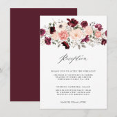 Elegante Bourgogne Blush Bloemen Bruiloft Receptie Informatiekaartje (Voorkant / Achterkant)