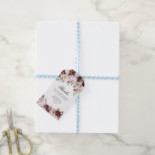 Elegante Bourgogne & Blush Bloemen Huwelijksgunst Cadeaulabel (Met Touw)