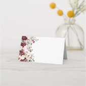 Elegante Bourgogne & Blush Bloemen Huwelijksgunst Plaatskaartje (Achterkant)