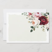 Elegante Bourgogne & Blush Bloemen Verrassing Verj Kaart (Achterkant)