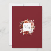 Elegante Bourgogne, Blush en Roze Bloemen Huwelijk Kaart (Achterkant)