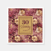 Elegante Bourgogne Blush Gold 30e verjaardag Decor Servet (Voorkant)