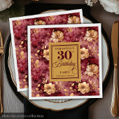 Elegante Bourgogne Blush Gold 30e verjaardag Decor Servet