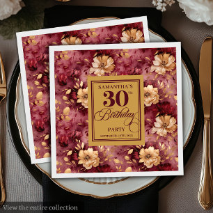 Elegante Bourgogne Blush Gold 30e verjaardag Decor Servet
