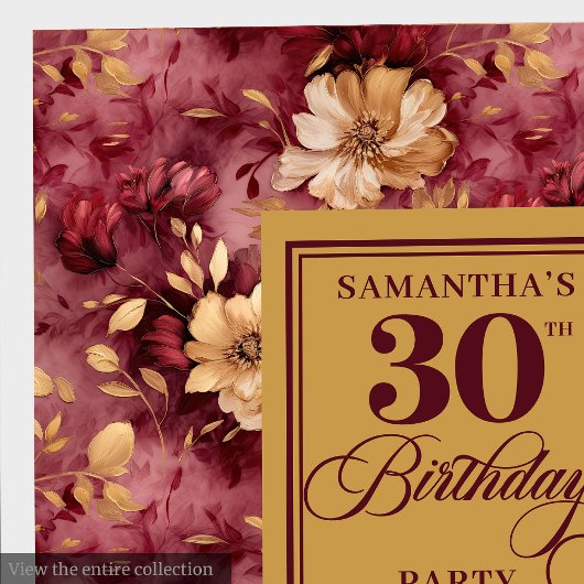 Elegante Bourgogne Blush Gold 30e verjaardag Decor Servet