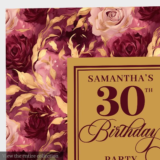 Elegante Bourgogne Blush Gold 30e verjaardag serve Servet