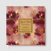 Elegante Bourgogne Blush Gold Boho Wedding Gastenboek (Voorkant)