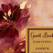 Elegante Bourgogne Blush Gold Boho Wedding Gastenboek