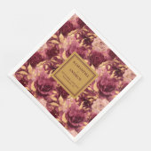 Elegante Bourgogne Blush Goud Trouwpapier Servette Servet (Hoek)