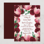 Elegante Bourgogne & Blush Roze Rose Witte Huwelij Kaart (Voorkant / Achterkant)