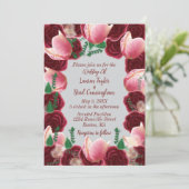 Elegante Bourgogne & Blush Roze Roze Rookbruiloft Kaart (Staand voorkant)