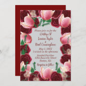 Elegante Bourgogne & Blush Roze Roze Rookbruiloft Kaart (Voorkant / Achterkant)