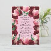 Elegante Bourgogne & Blush Roze Roze Roze Huwelijk Kaart (Staand voorkant)