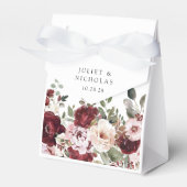 Elegante Bourgogne & Blush Waterverf Bloemen Huwel Bedankdoosjes (Voorkant Zijde)