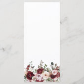 Elegante Bourgogne & Blush Waterverf Bloemen Huwel Menu (Achterkant)