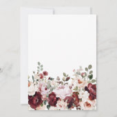 Elegante Bourgogne & Blush Waterverf Bloemen Huwel Save The Date (Achterkant)