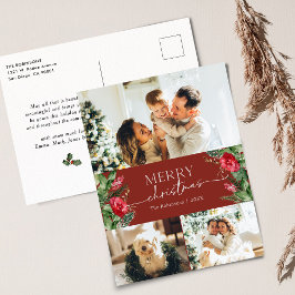 Elegante Bourgogne Botanische Vrolijke Kerstvakant Briefkaart