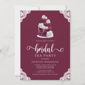 Elegante Bourgogne Cake Bruids Tea Party Kaart (Voorkant)