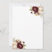 Elegante Bourgogne Cream Bloemen Bruiloft Kaart (Achterkant)