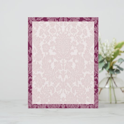 Elegante Bourgogne Damask Border Classic (Staand voorkant)