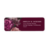 Elegante Bourgogne Dark Moody Bloemen Huwelijk Etiket (Voorkant)
