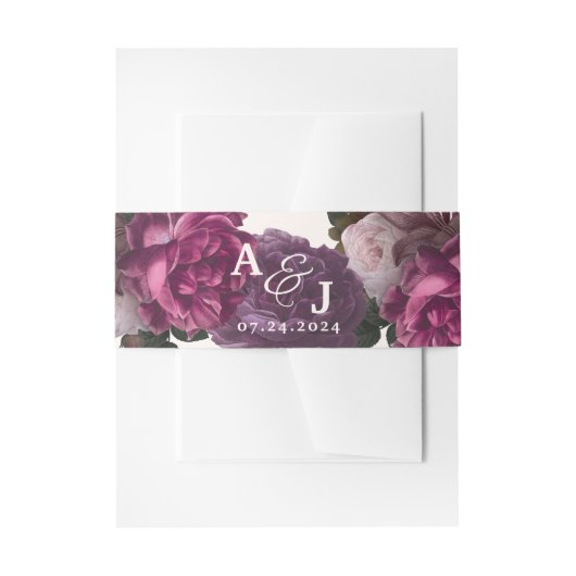 Elegante Bourgogne Dark Moody Bloemen Huwelijk Uitnodigingen Wikkel (Voorkant Voorbeeld)