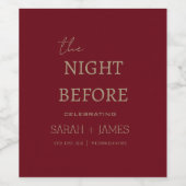 Elegante Bourgogne de avond voor het huwelijksfees Wijn Etiket (Enkel label)