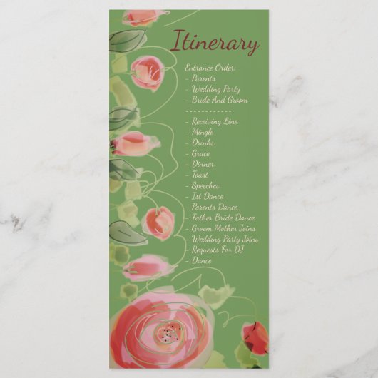 Elegante Bourgogne en crème met groen Programmakaart (Achterkant)