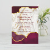 Elegante Bourgogne en Gold Agaat bruiloft Kaart (Staand voorkant)