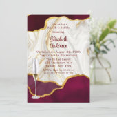 Elegante Bourgogne en Gold Agaat Brunch & Bubbly Kaart (Staand voorkant)